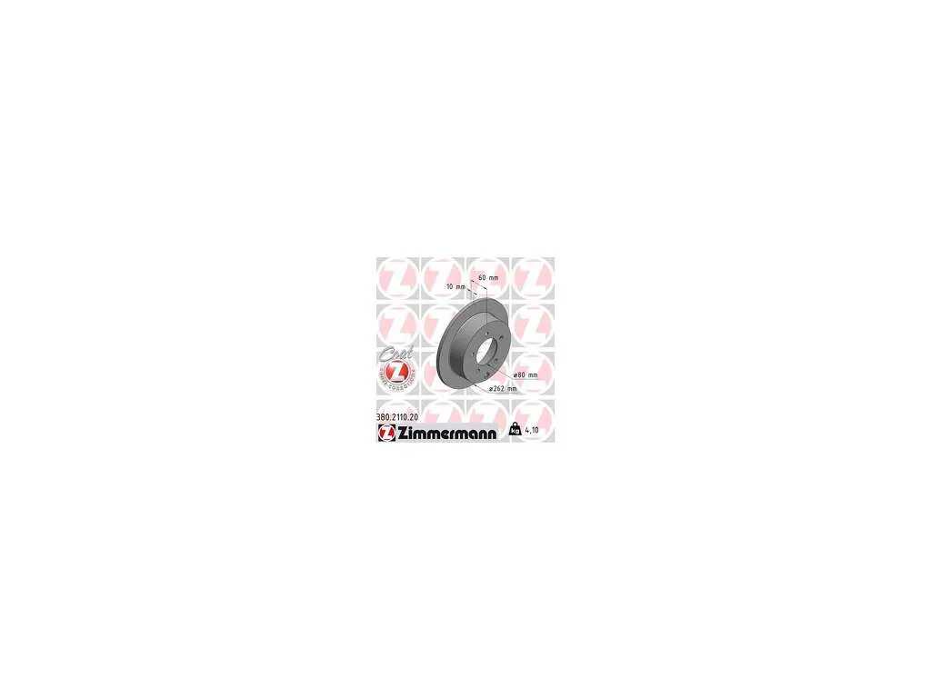 2016 Mitsubishi Lancer Disc Brake Rotor  - Rear Zimmermann Coated
